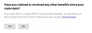 Have you claimed or received any other benefits since your claim date?
