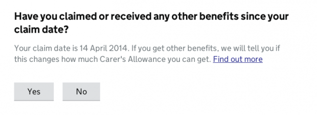 Have you claimed or received any other benefits since your claim date? question example