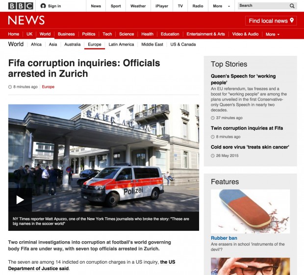 Example of a News Story on BBC website