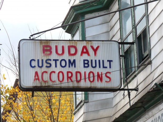 Buday Custom Built Accordions shop sign