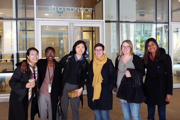 The author, Steph Marsh, outside the Canadian Digital Service building with 5 members of the CDS team.