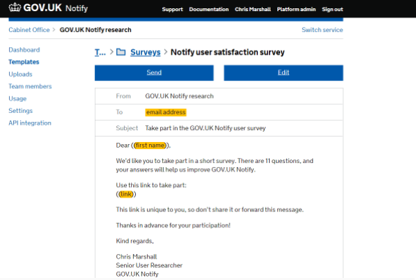  Notify: a better way for user researchers to send messages - User  research in government